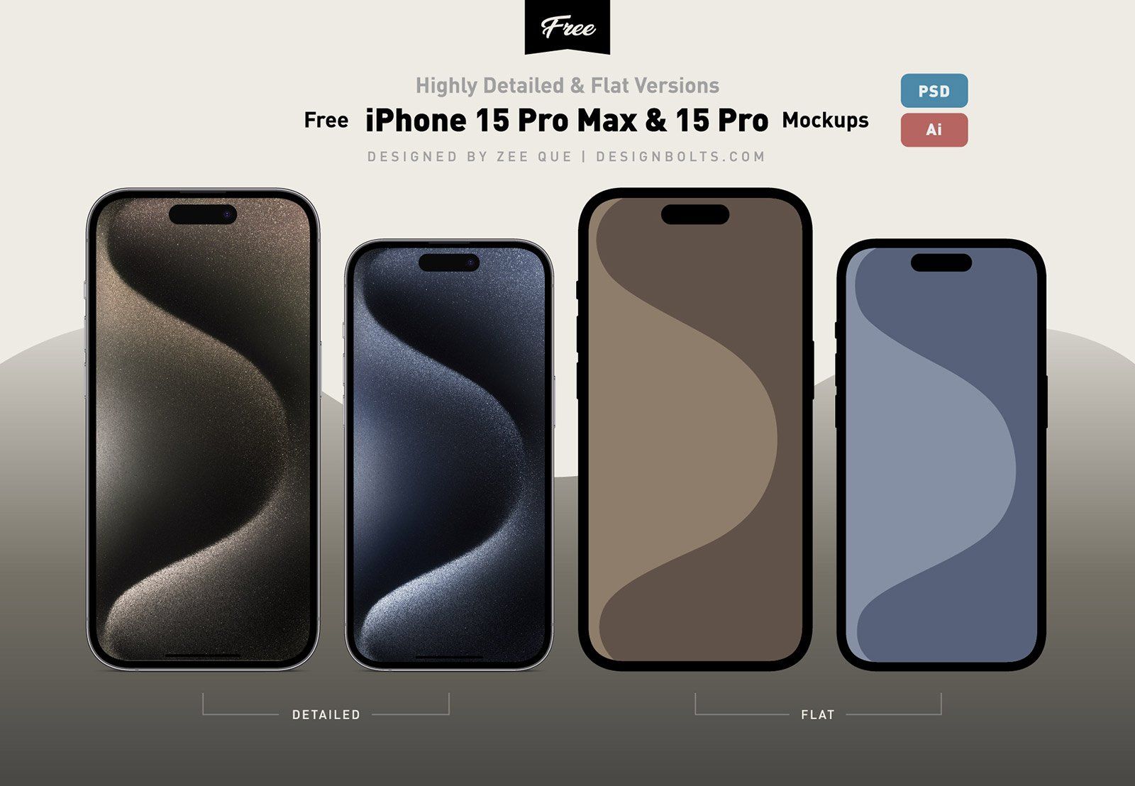 A free set of iphone 15 pro and pro max mockups
