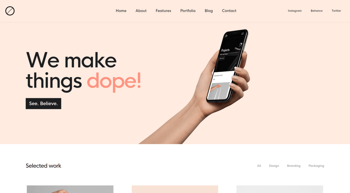 Clean minimal web design layout