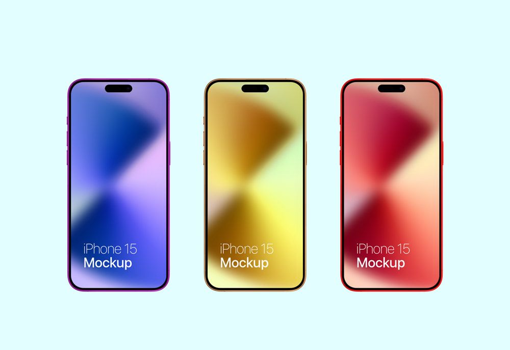A free colorful iphone 15 mockup