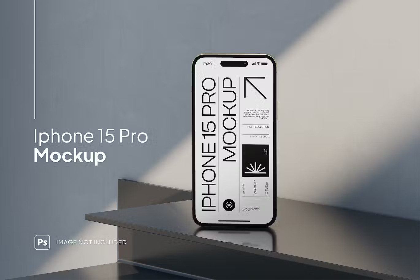 iphone 15 pro mockup with a shadow