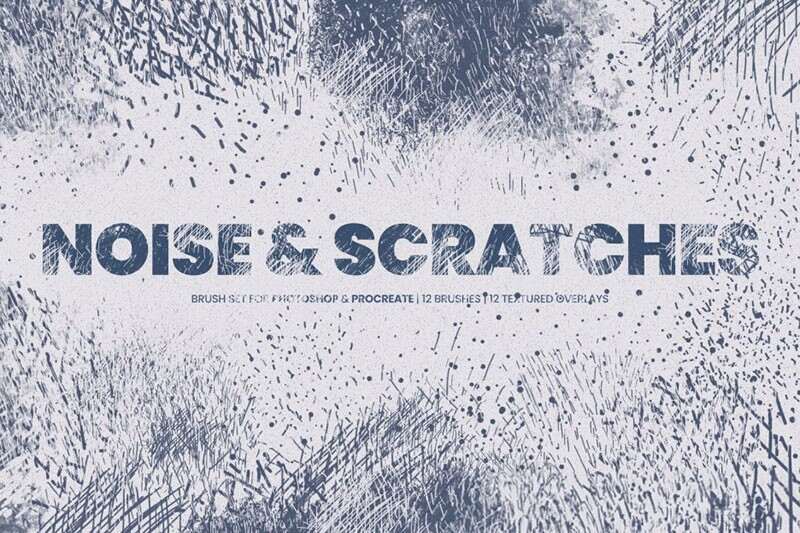 A free set of scratch texture procreate brushes
