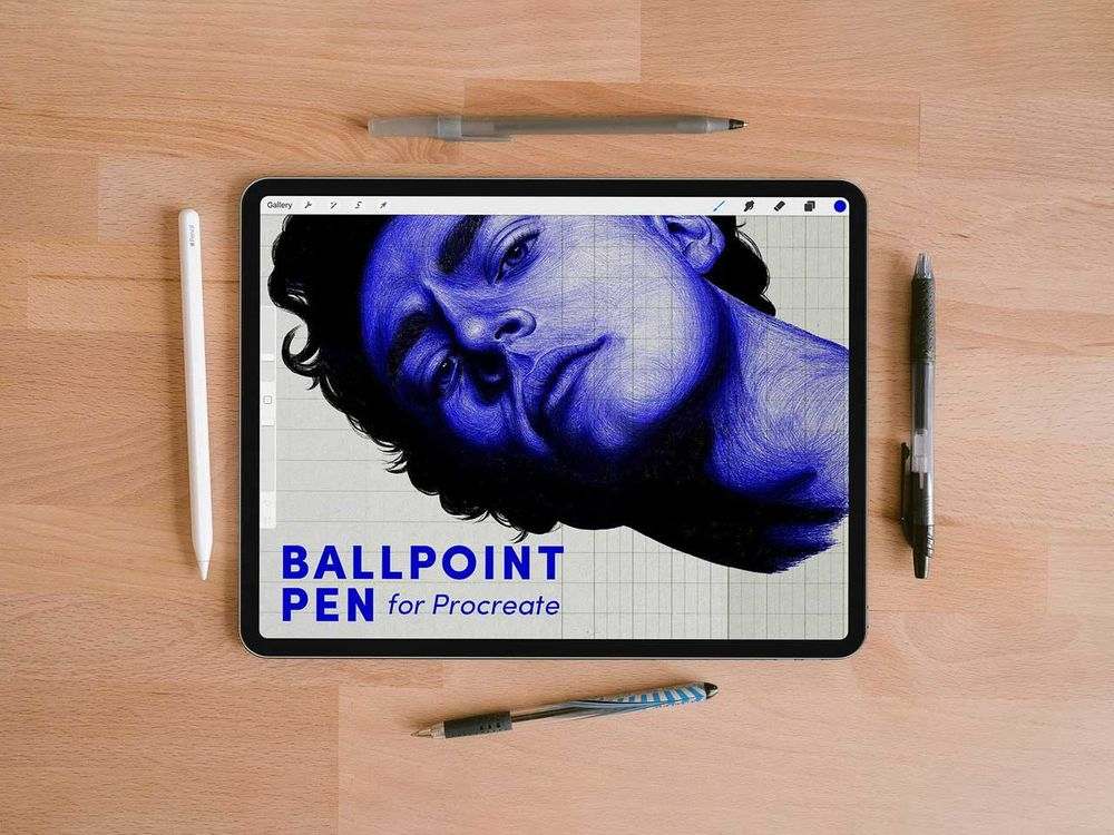 A free ba;;point pen brushes for procreate