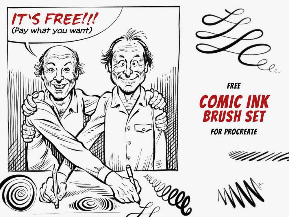 A free comic ink procreate brush set