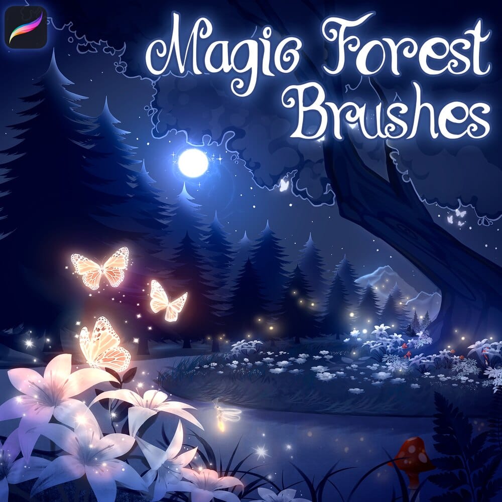 A free set of magic forest procreate brushes