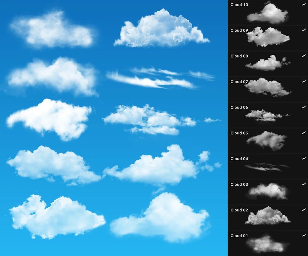 A free realistic clouds procreate brushes