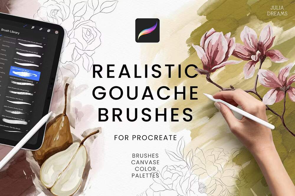 A realistic gouache procreate brushes