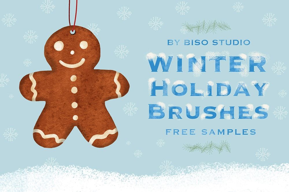 A free winter holiday procreate brushes