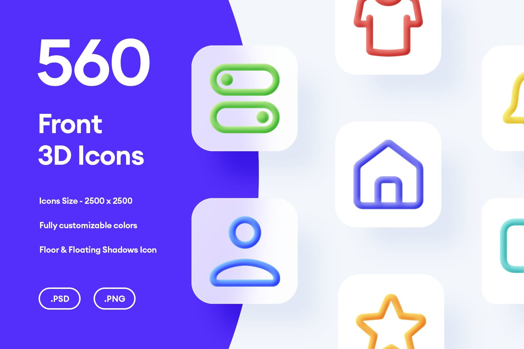 A full set of front 3D icons.