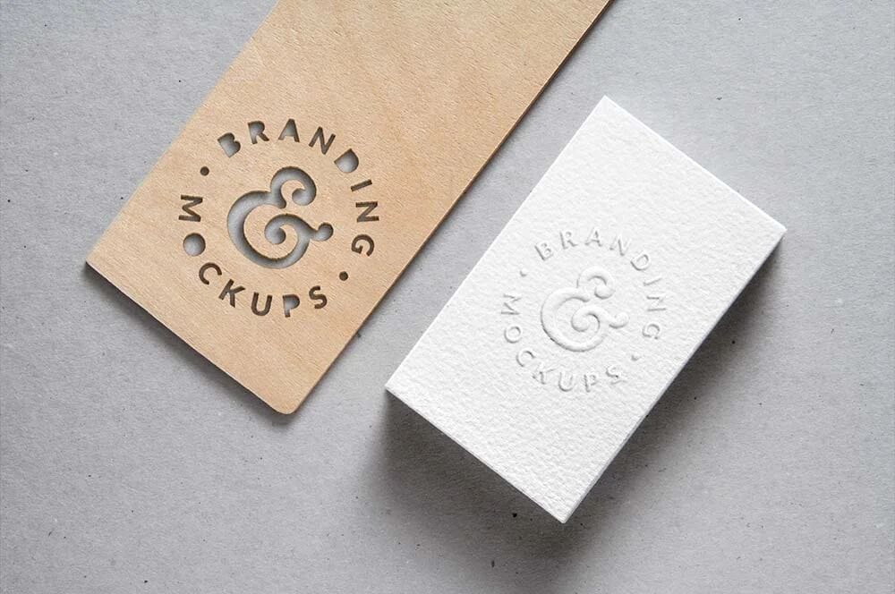 A free embossed business card mockup