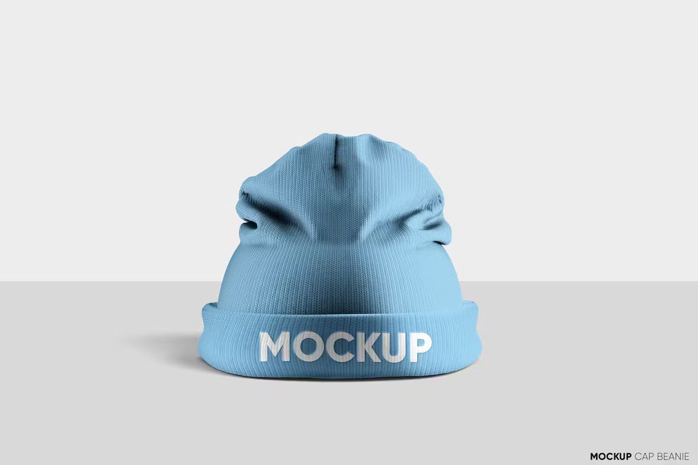 A blue beanie hat mockup