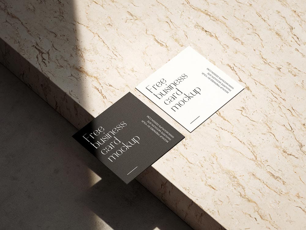 A free bright square business card mockup set