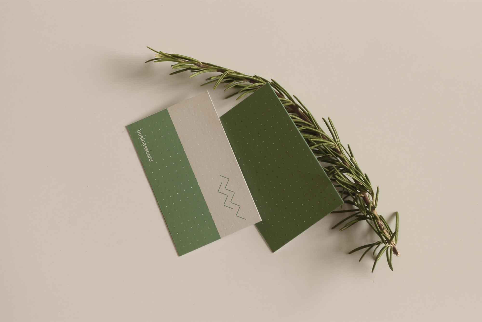 A free business card with rosemary mockup