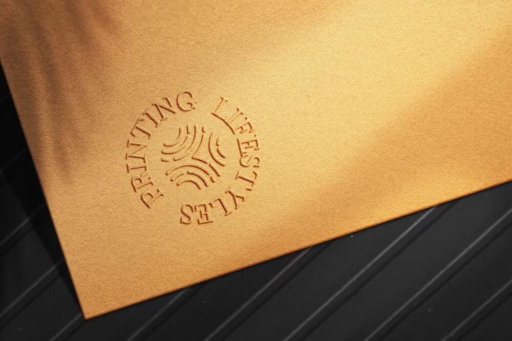 A golden embossed logo mockup