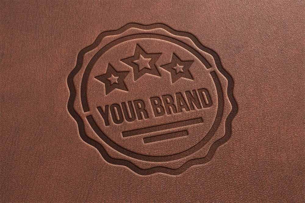 A free embossed leather logo mockup