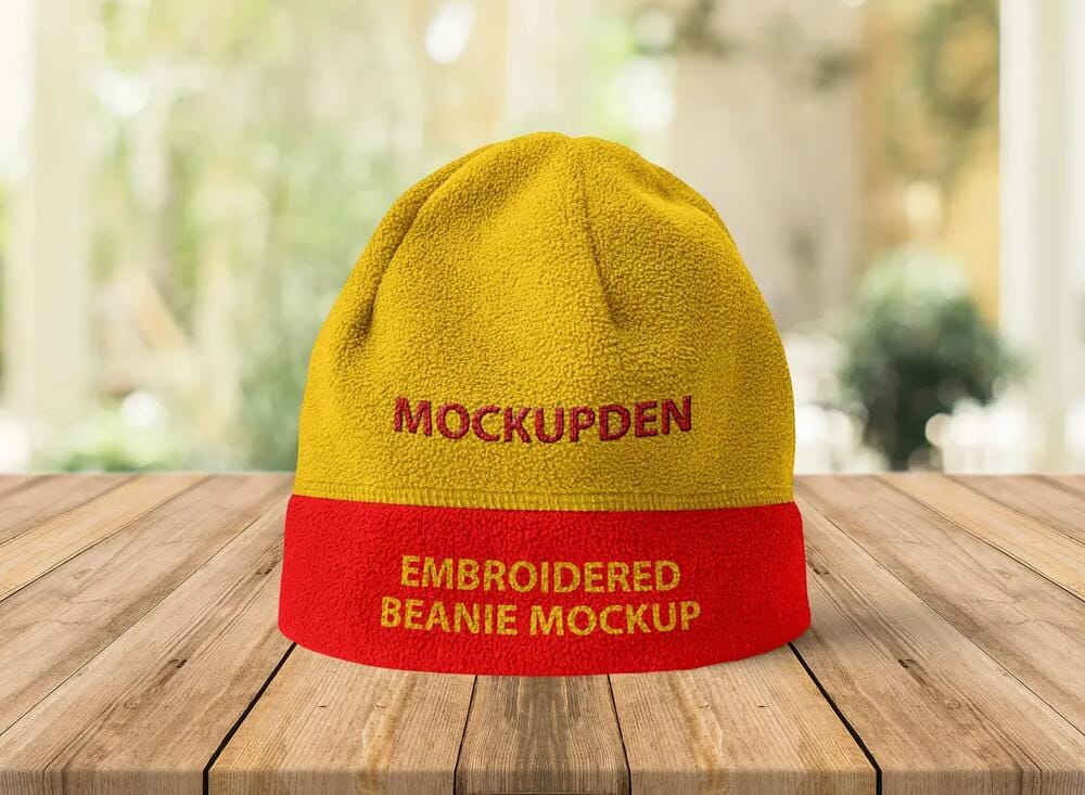 A free embroidered beanie mockup