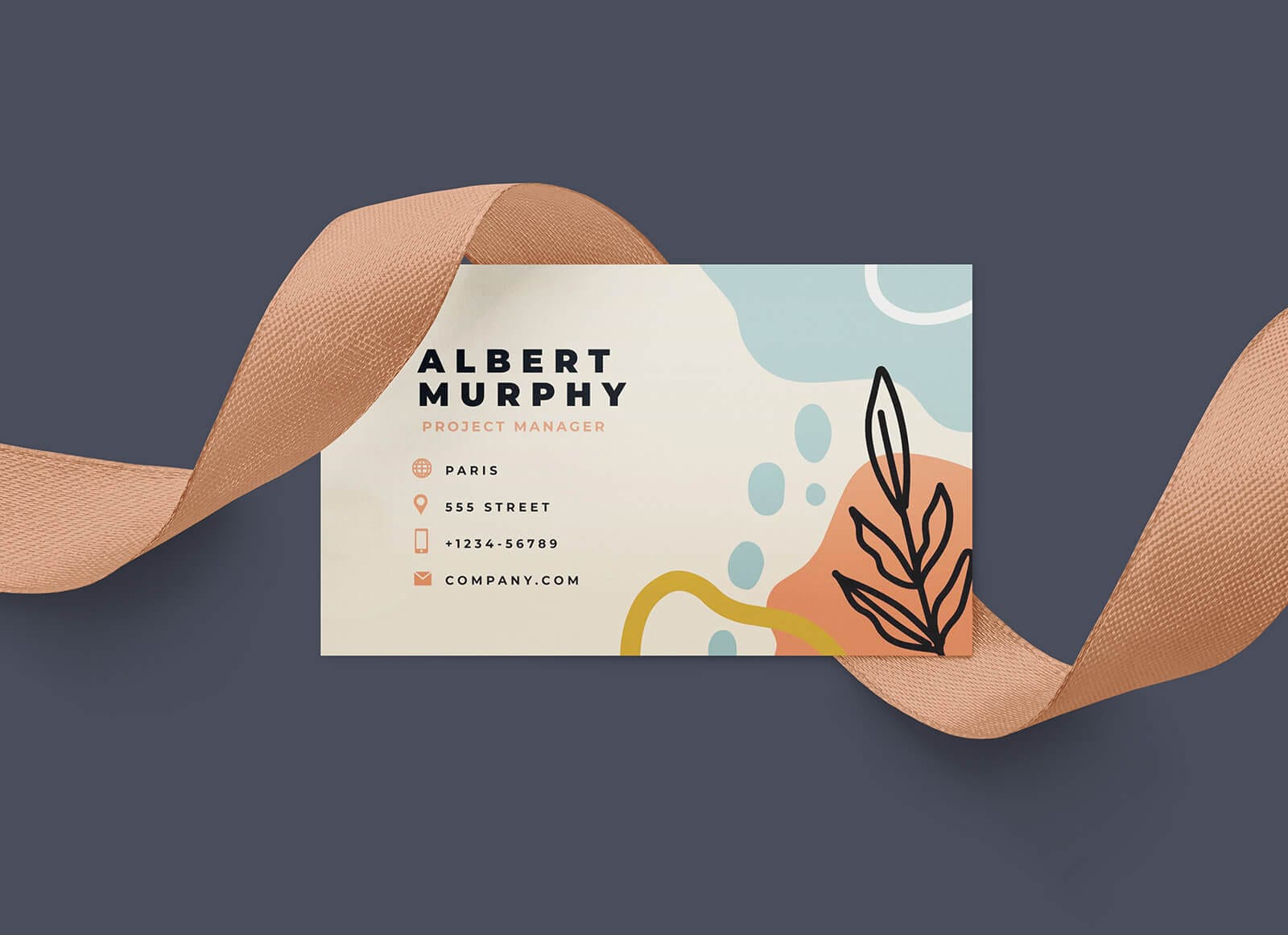 a free ribbon business card mockup