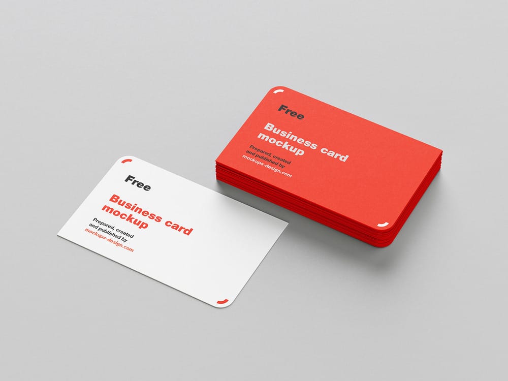 A free rounded corner business card mockup set