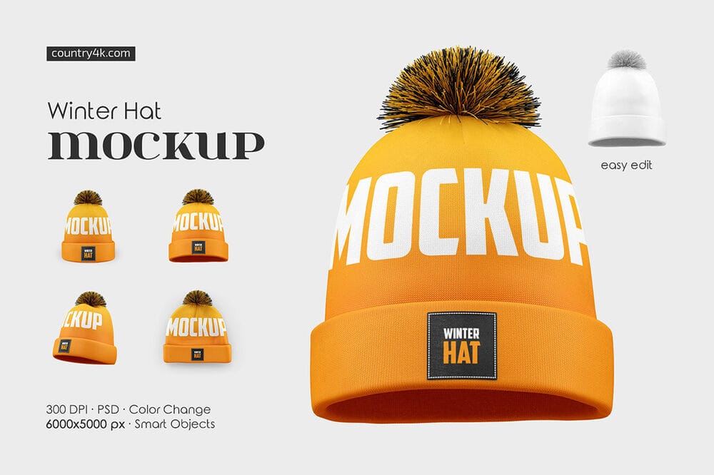 A winter hat mockup set
