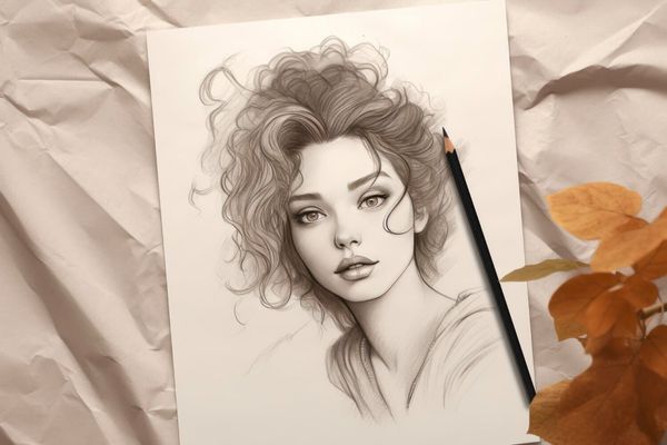 A girl portrait painted with a pencil