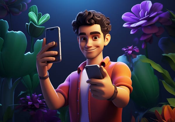 A 3D boy with smartphones in hand